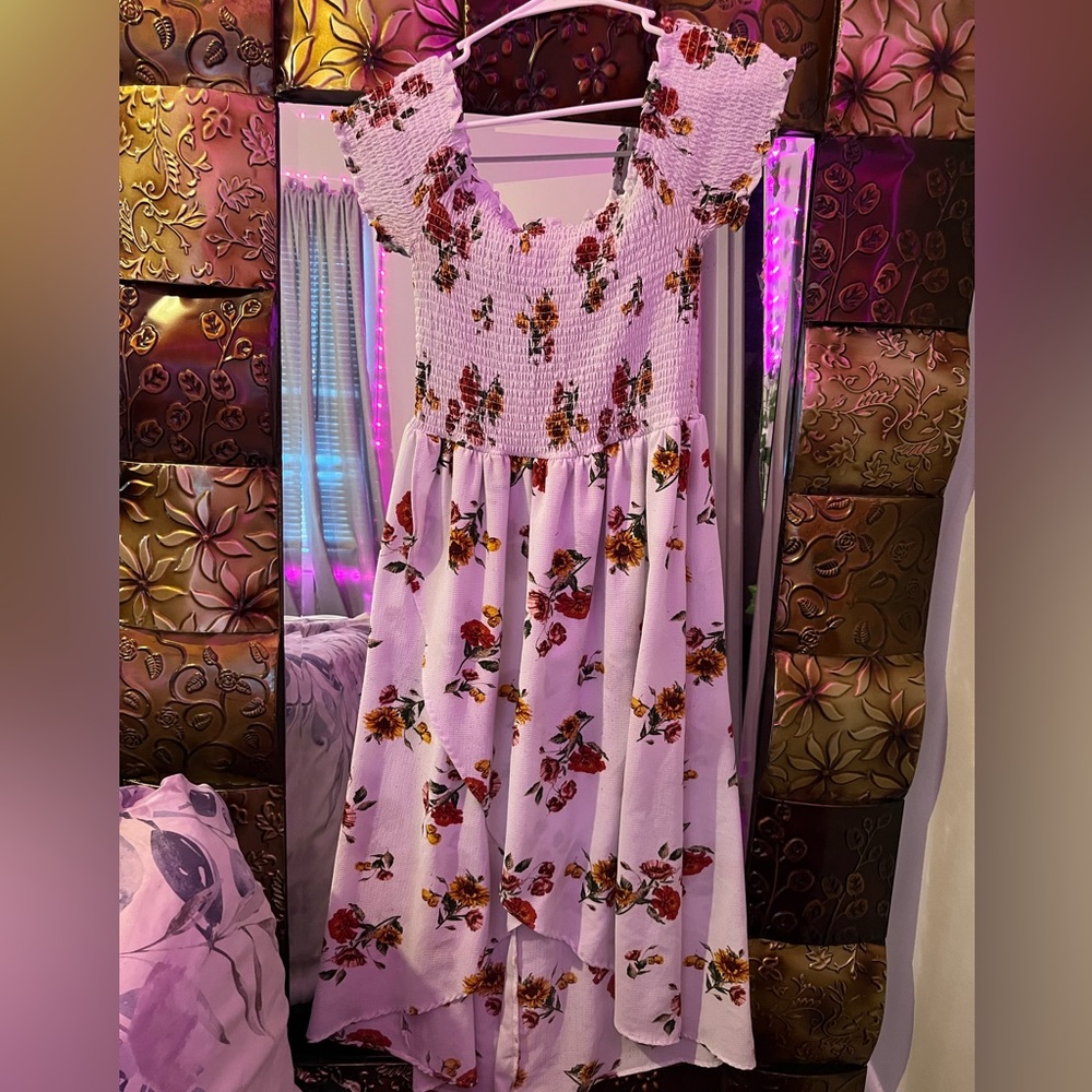 long white flowered dress!!